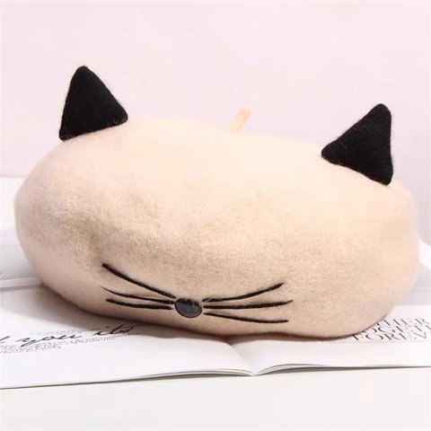 新品*猫*春*秋 *ベレー帽*おしゃれ *大人ベレー帽*何でも合わせられる