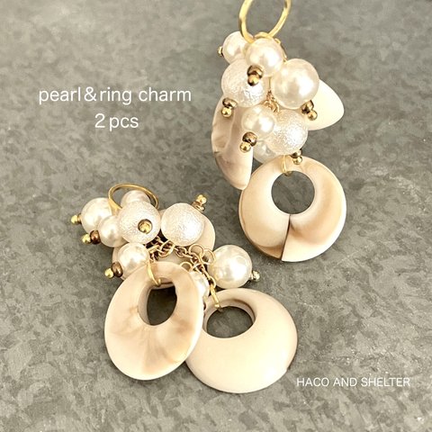 2pcs★pearl＆ring tassel charm（じゃらじゃらタッセルチャーム）