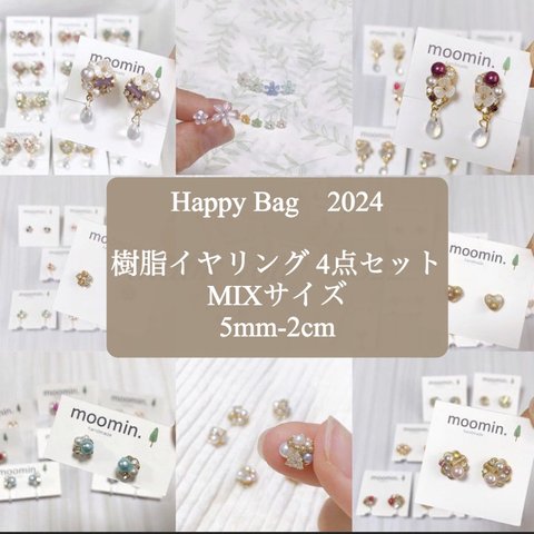 MIXｻｲｽﾞ(樹脂イヤリング) ビジュー&パール　アクセサリー　福袋2024 HappyBag　ハッピーバッグ