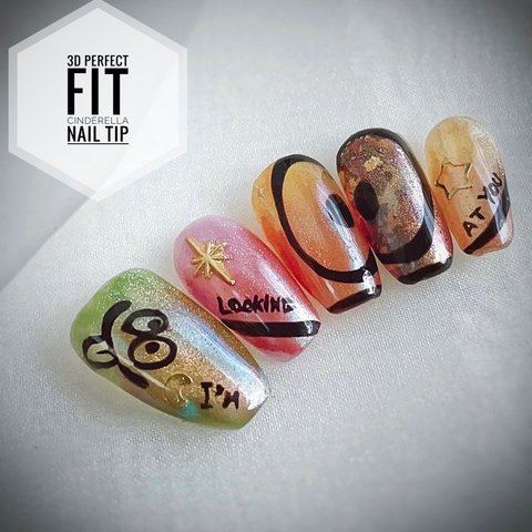 【Crazy ghost】3D perfect fit Cinderella nail tip オーダーメイド　ネイルチップ　ハロウィンネイル