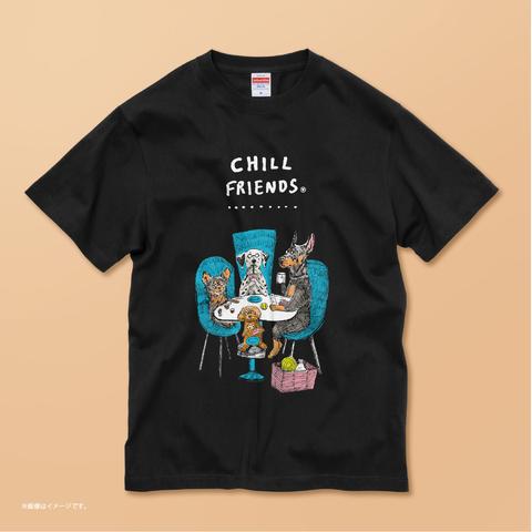 「CHILL FRIENDS_犬会」 コットンTシャツ/送料無料