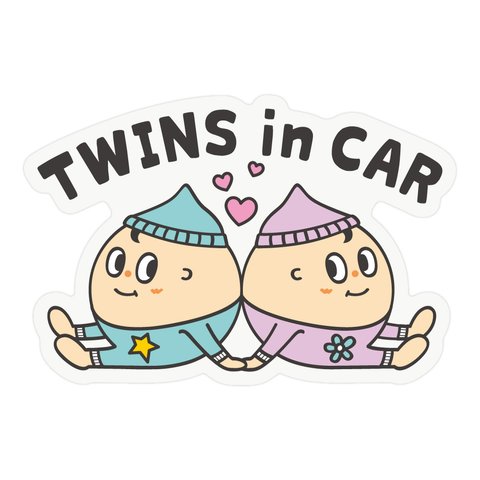 ツインズインカー ステッカー　Twins in car ステッカー〈双子さん〉フルカラー版　/ ブラザー＆シスター / 兄妹 / 双子