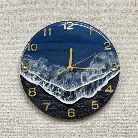 夜の海☆海のレジンアート時計