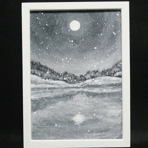 油絵 油彩 油彩画 絵画 【白黒の雪景色】