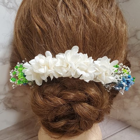 プリザーブドフラワー あじさい 髪飾り 成人式 結婚式 卒業式 ヘアアクセ