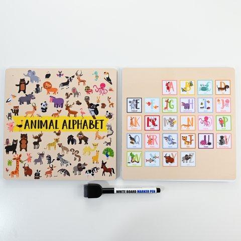 アルファベット学習カード【動物編】　約20cm角　大判タイプ　28枚