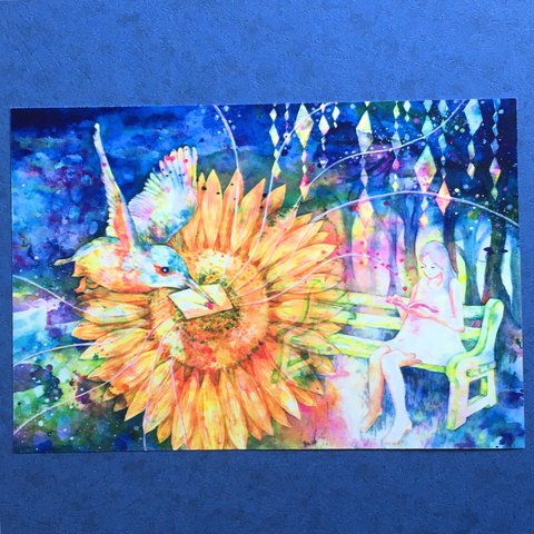 再販【雑誌掲載】2枚セットポストカード「向日葵と翡翠」