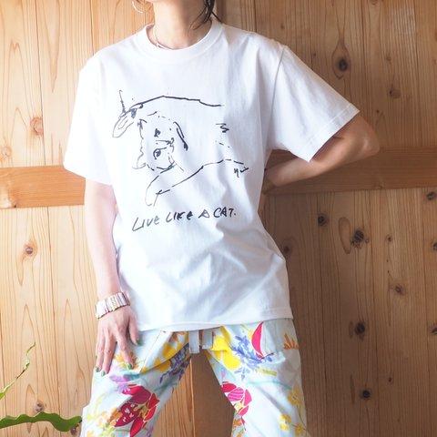 LIVE LIKE A CAT T shirt　猫Tシャツ レディース　メンズ