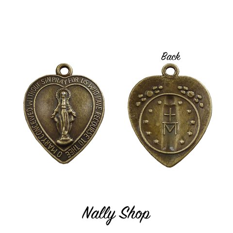 【5個】Heart Jesus Bronze Charm