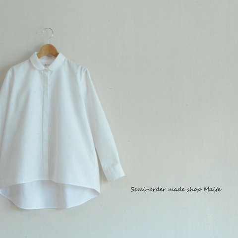 エンビシャツ　白シャツ　コットンシャツ　ノンアイロン