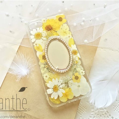 【鏡】押し花 満載 スマホケース  / 押し花ケース / スマホケース / iPhone / Xperia / Galaxy / AQUOS