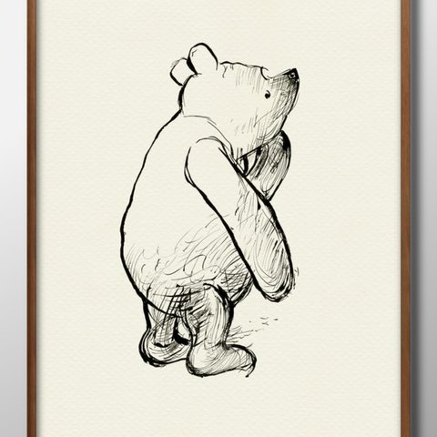 11944■A3アートポスター『クラシックプー　くま　熊　ハチミツ　100エーカーの森』絵画/イラスト/デザイン/上級マット紙採用/北欧