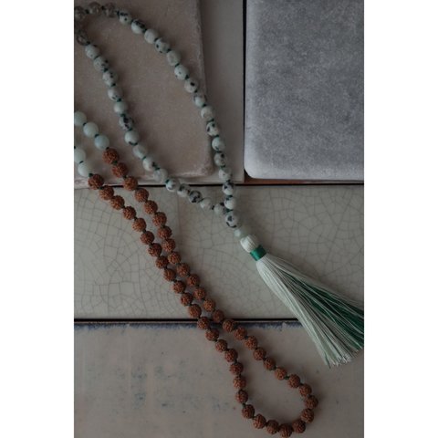 Sesame Jasper × ice green　108Mala