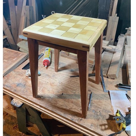 antique pine stool☆vintage  wood