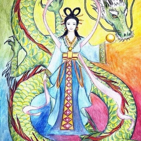 『豊玉姫の尊と青龍』原画　