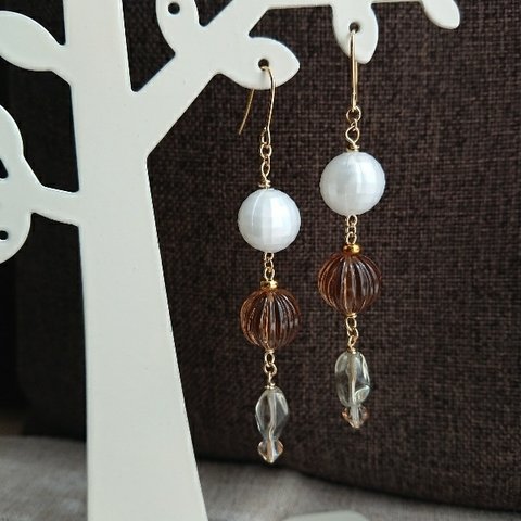 French Chic style“autumn rosary”ロングピアス