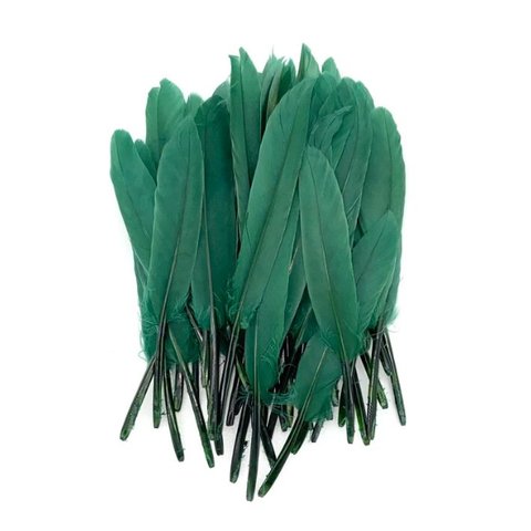 【10個】ふわふわ天然フェザー アヒルの羽 28色 ダークグリーン