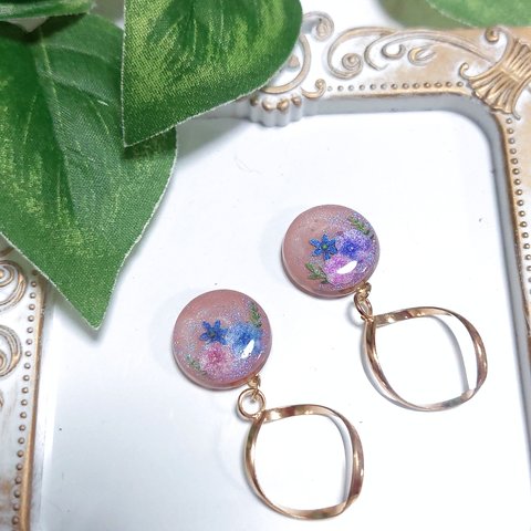 【sale】お花　シンプル　ラメ　レジン　ピアス　イヤリング