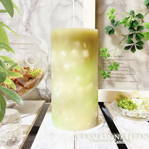 Φ7.8cm×H15cm ペタルキャンドル (オリーブ) № 000776 /Gradation Candle