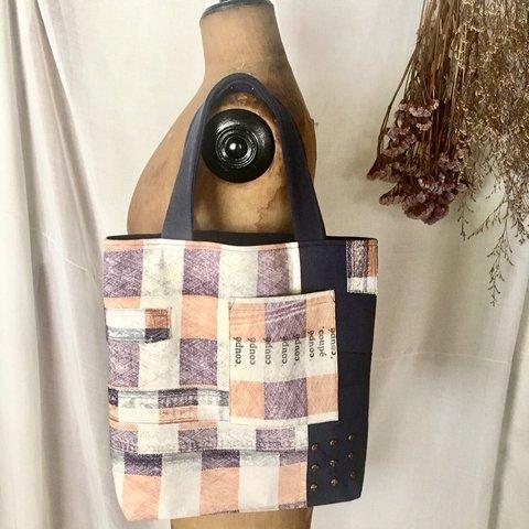 totebag /ヴィンテージ パステルカラーチェックのトートバッグ    ■tf-327