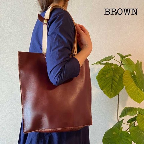 「ippi」Muse〈BROWN〉トートバッグ、大きめ、レザーバッグ、革鞄、ビジネス、本革、ブラウン