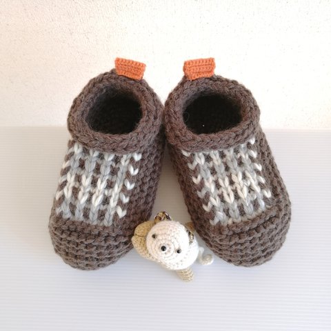 ルームシューズ(23.5cm)【アルパカ入り・足底フェルト付き】 Slip-on room shoes with alpaca