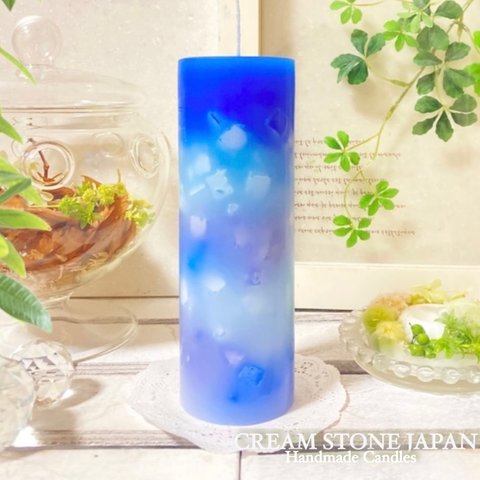 Φ5.1cm×H15cm ペタルキャンドル (ブルー) № 000720 /Gradation Candle