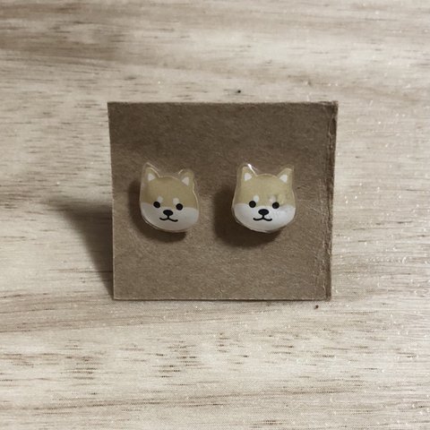 大人気！再販☆柴犬ピアス･薄茶☆