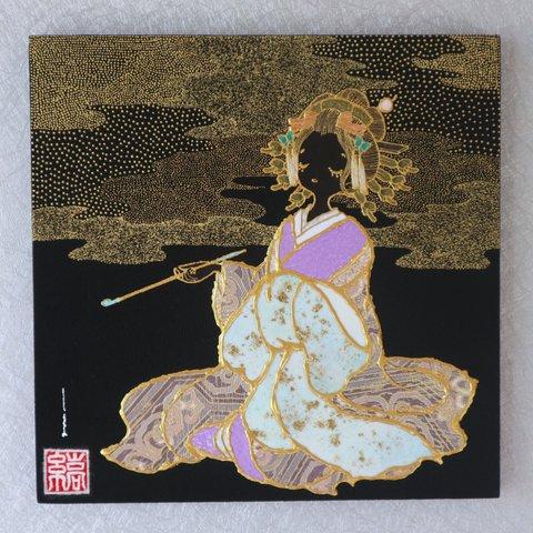 〈如蓮華在水　雪柳　金彩〉　着物　アートパネル　〈Nyorengezaisui　YUKIYANAGI　Kinsai〉