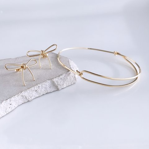 【春の福袋】【期間限定】connection　bangle & Ruban バングル　ピアス　セット