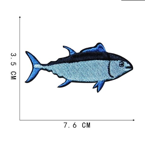 マグロ 鮪 まぐろ 魚 ワッペン アップリケ アイロン対応 1枚入り