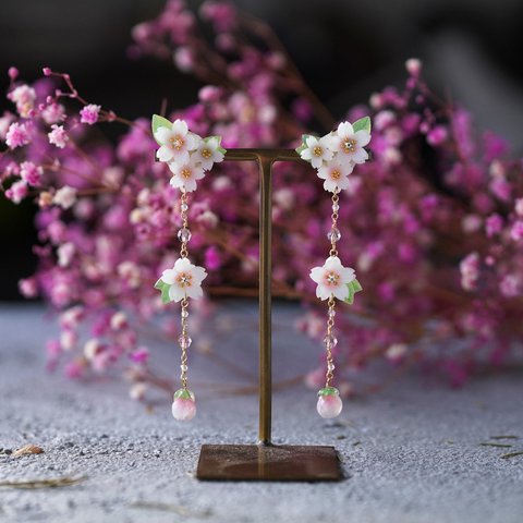 桜蕾-tsubomi-耳飾り・ロングタイプ
