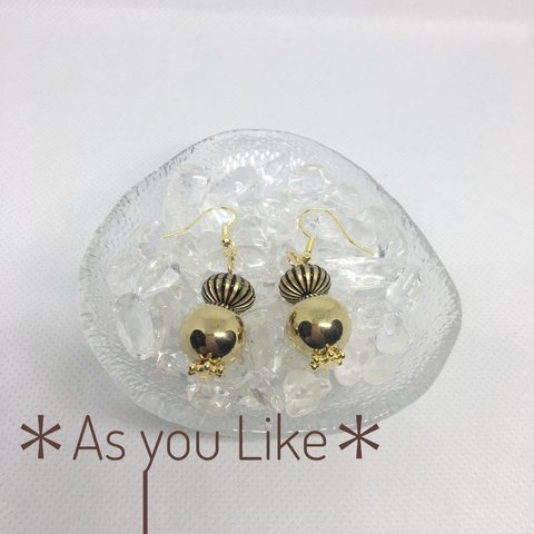 レトロゴールドピアス