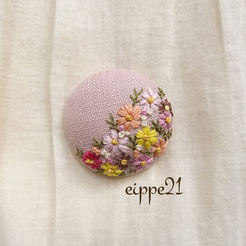 コスモス 刺繍 ヘアゴム ブローチに変更できます☆