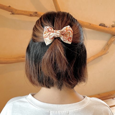 刺繍リボン ヘアバレッタ