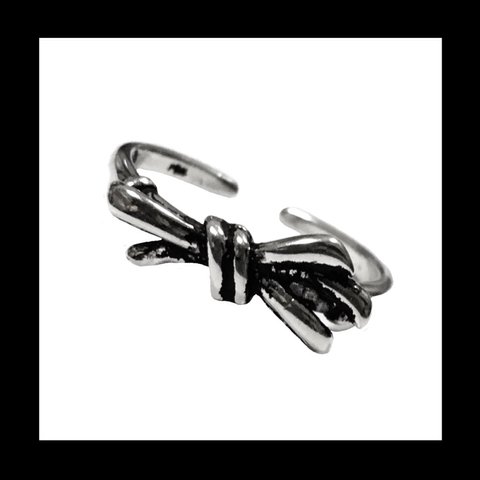 再販 silver925【ribbon_line RING】﻿リボン アンティーク ピープス シルバー パンク ロック メンズ 個性的 病みかわいい ヴィンテージ  銀 ユニセックス  シンプル 