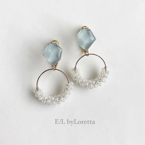 Mini KAKERA beads hoop pierce/earring (Mint) [cc]