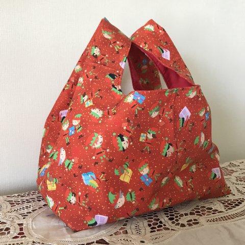 クリスマスケーキのための、小さな折り畳みバッグ（大きめのコンビニ弁当入ります♪）