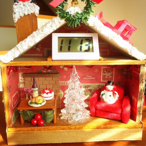 ミニチュアドールハウス（クリスマス）時計