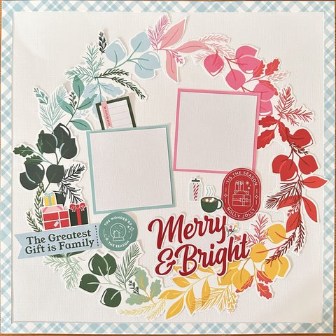 スクラップブッキング  12インチ　完成品  Merry & Bright 〜　The Greatest Gift is Family 〜