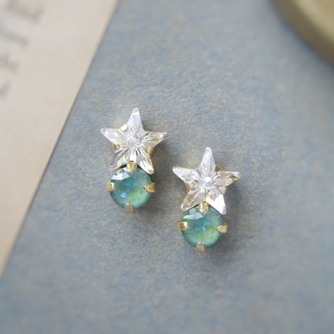 Star bijou earring／pierce（クリスタル＊シルキーセージディライト）*4103*