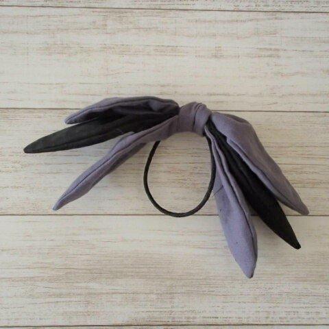 リボンゴム★紫×黒★