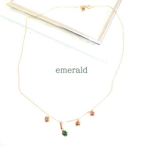 14kgf emerald & pink spinel braclet &necklace ブレスレット～桜色～k18 k10