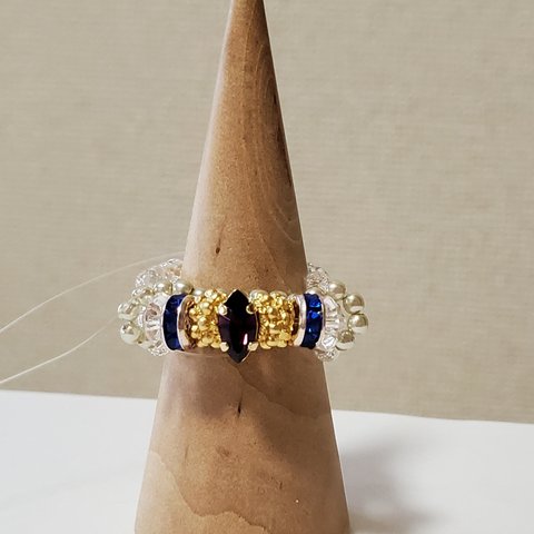 スワロフスキー・アメジスト×ロンデル・Ring