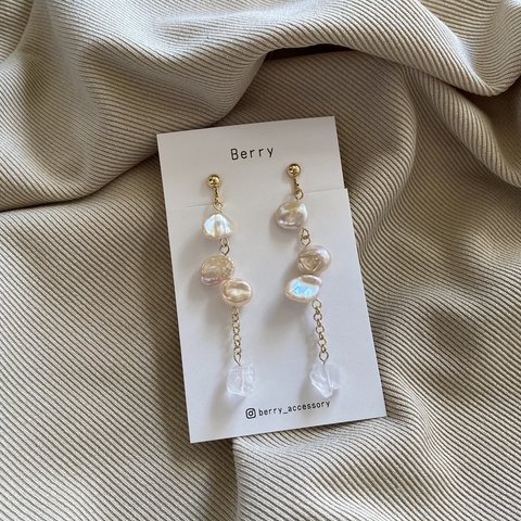 beige perl crystal [earring/pierce]