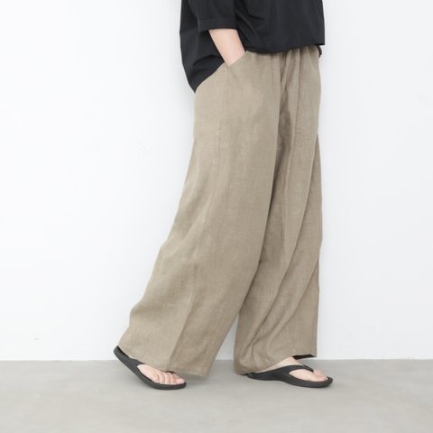 linen wide easy pants / B