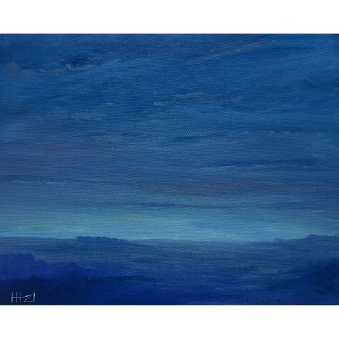 【油絵原画】夜明けの地平線