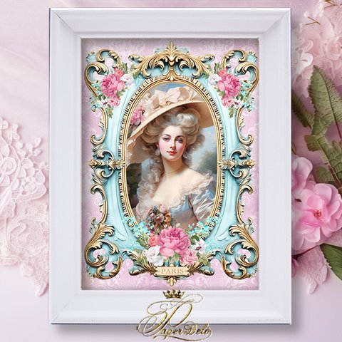 マリーアントワネット額付アートプリント★ロココ帽子★ロココ・ヴィクトリアン Marie Antoinette Art Print