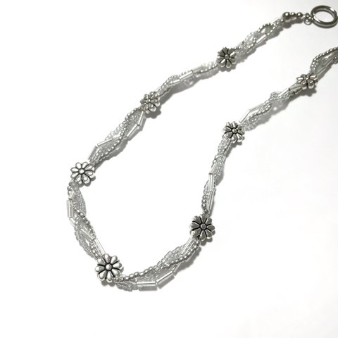 silver×clear  choker necklace