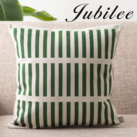 Jubilee リネンクッションカバー 北欧デザイン 45×45cm ウインド グリーン jubileecushionCC047YMw